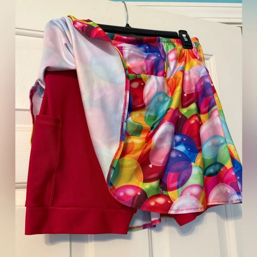 SparkleSkirts “Keep Up” Balloon Print Running Skirt/Compression Shorts Large - Picture 2 of 3
